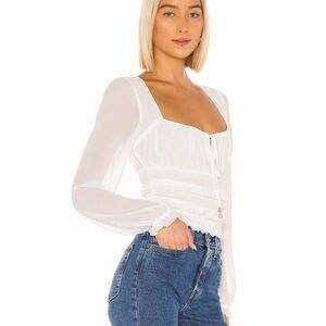Free People White Long Sleeve Blouse